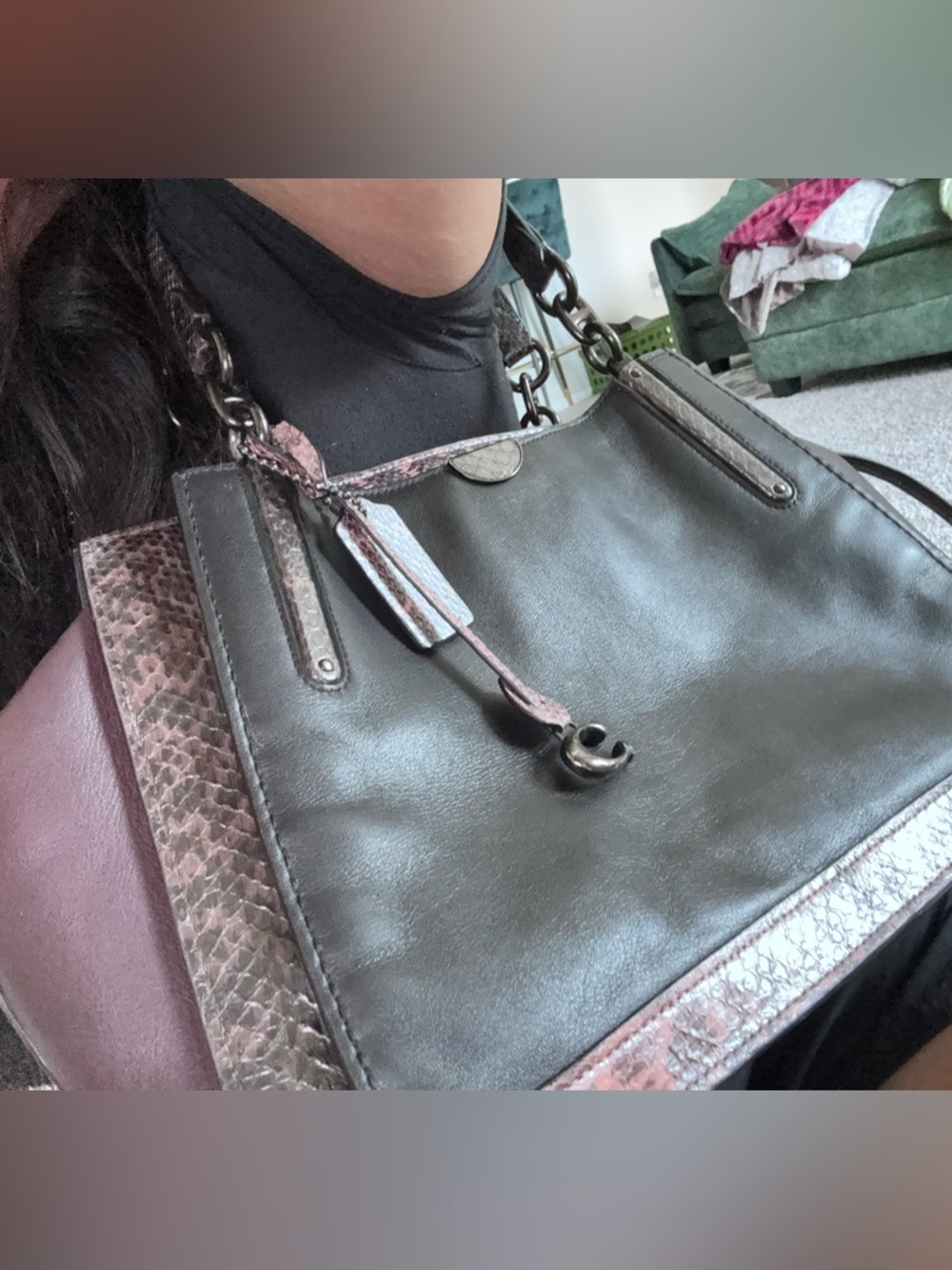 Coach 2019 Dreamer 36 ColorBlock Snakeskin Detail Satchel Shoulder Bag Crossbody - Picture 15 of 15